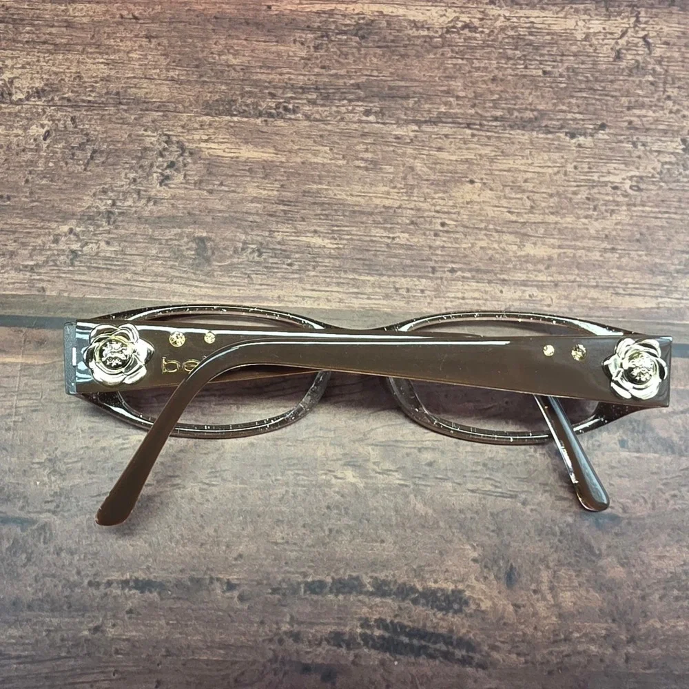 Bebe BB5034 Calming Topaz Brown Glitter Rose Eyeglasses Frames 51-15-135
